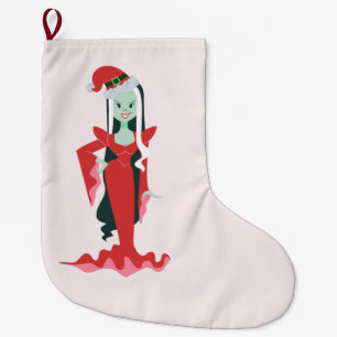 goth christmas horror santa vampire woman large christmas stocking