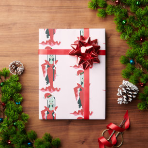 goth christmas horror santa vampire woman wrapping paper