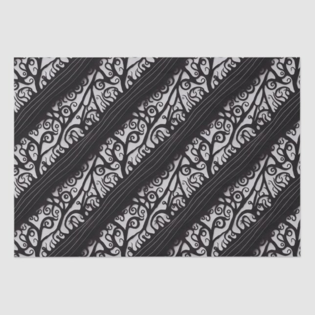 Goth Christmas Tissue Paper - Black and White (Front)