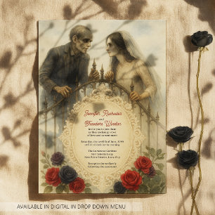 Goth Couple Zombie Halloween Wedding Invitation