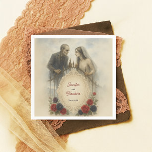 Goth Couple Zombie Halloween Wedding Napkin