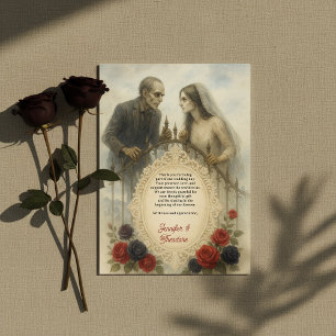 Goth Couple Zombie Halloween Wedding Thank You Card