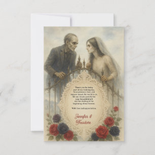Goth Couple Zombie Halloween Wedding Thank You Card