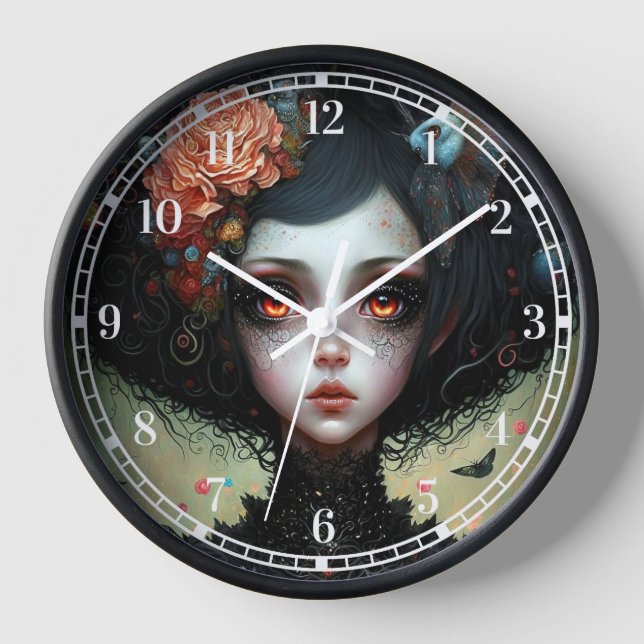 Goth Creepy Cute Girl Gothic Clock (Front)
