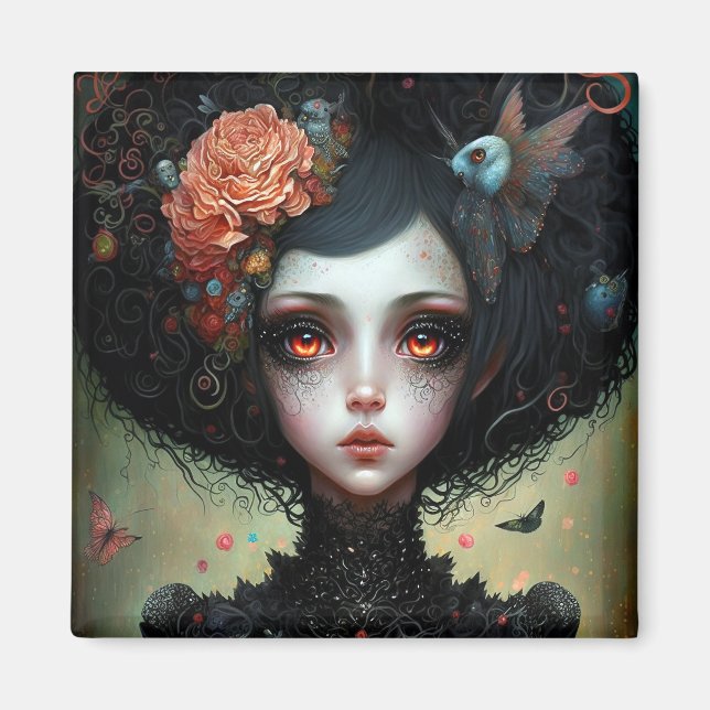 Goth Creepy Cute Girl Gothic Magnet (Front)