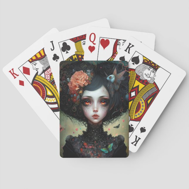 Goth Creepy Cute Girl Gothic Playing Cards (Back)