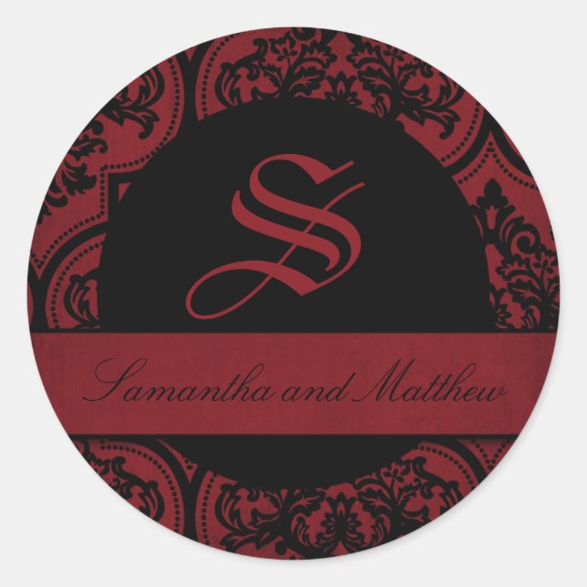 Goth Damask Grunge Monogram Label (Front)