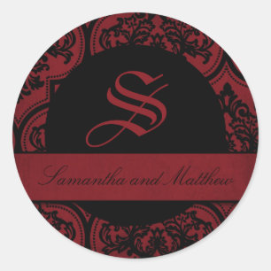 Goth Damask Grunge Monogram Label