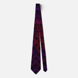 Goth Damask with Black over Purple and Red Tie