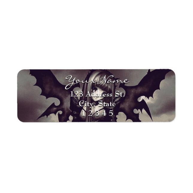 Goth Dark Anime Fairy Return Address (Front)