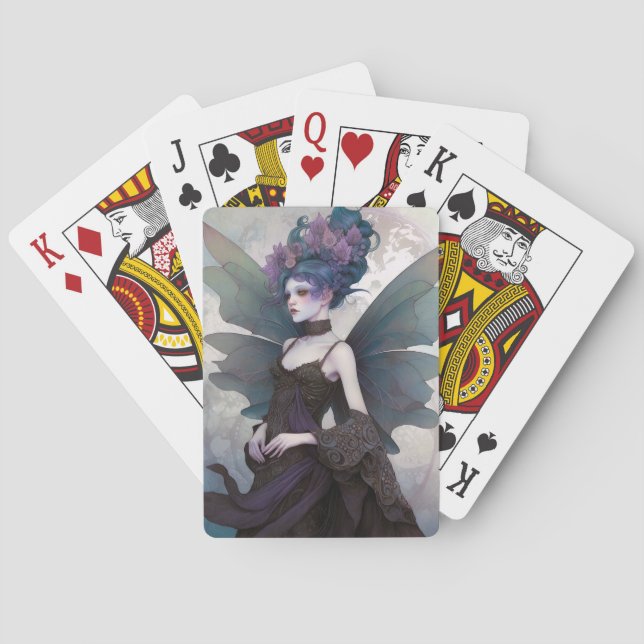 Goth Dark Fairy Girl Fantasy Art Playing Cards (Back)