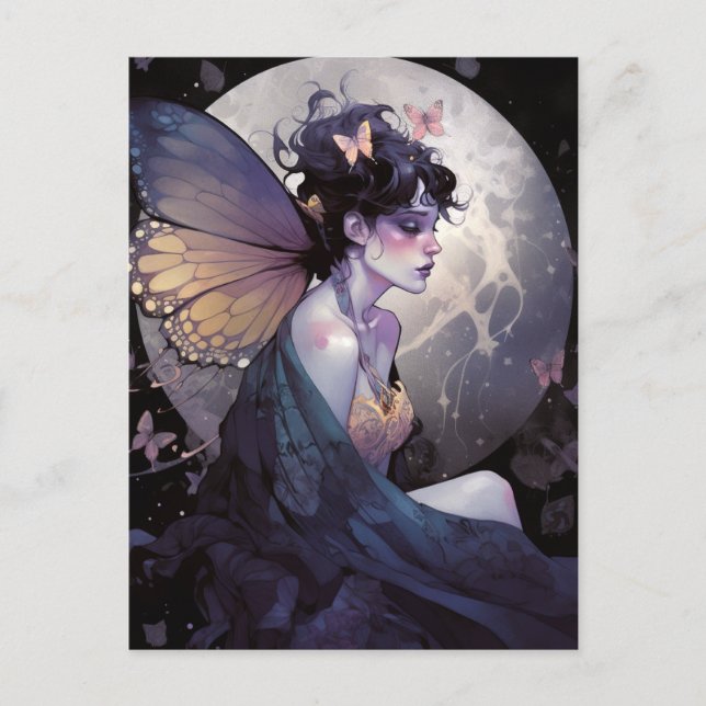 Goth Dark Fairy Girl Fantasy Art Postcard (Front)