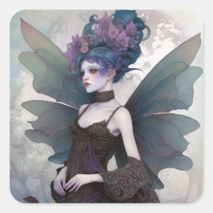 Goth Dark Fairy Girl Fantasy Art Square Sticker