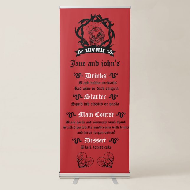 Goth Dark Romance Wedding Menu Retractable Banner (Front)