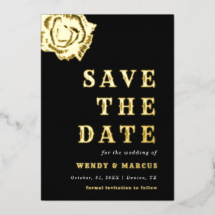 Goth Dark Rose Flower Wedding Aesthetic Real Foil