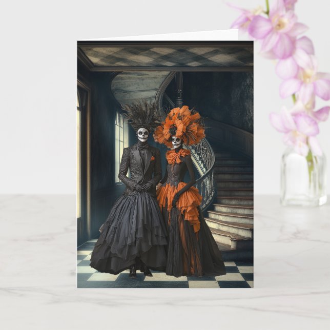 Goth Day of Dead Couple | Surreal Art   Card (Orchid)