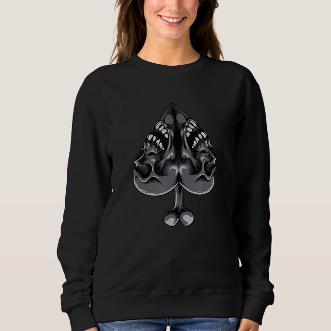 Goth Death Skull Ace Of Spades Sweatshirt (Front)