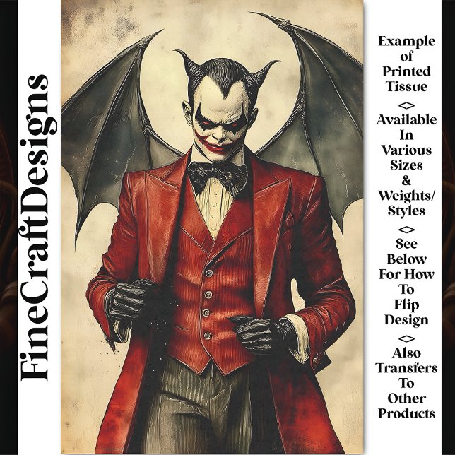Goth Devil Vampire Sinister Makeup BB4 Decoupage Tissue Paper (Creator Uploaded)