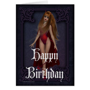 Goth Devil Woman Happy Birthday Card