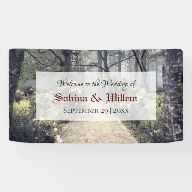 Goth Eerie Garden Path Welcome Wedding Banner (Horizontal)