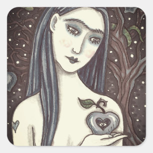 GOTH EVE, DARK GARDEN OF EDEN, WOMAN, SERPENT SQUARE STICKER