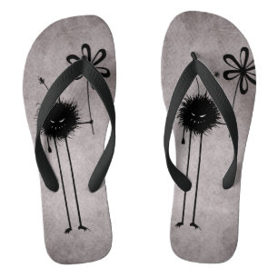 Goth Evil Flower Bug Creepy Cool Flip Flops