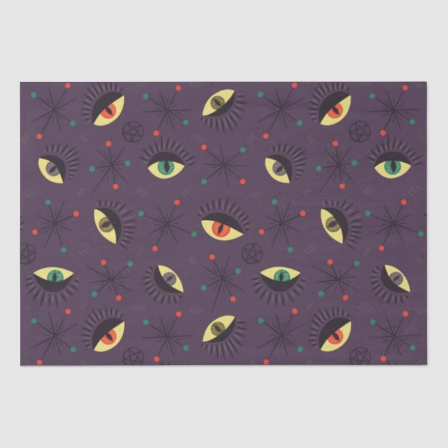 Goth Eyes Witchy Pattern - Occult Purple Mystical  Tissue Paper (Front)