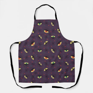 Goth Eyes Witchy Purple Pattern Occult Apron