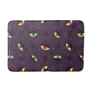 Goth Eyes Witchy Purple Pattern Occult Bath Mat