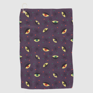 Goth Eyes Witchy Purple Pattern Occult Golf Towel