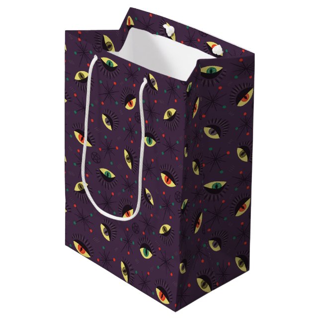 Goth Eyes Witchy Purple Pattern Occult Medium Gift Bag (Front Angled)