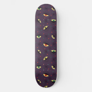 Goth Eyes Witchy Purple Pattern Occult Skateboard