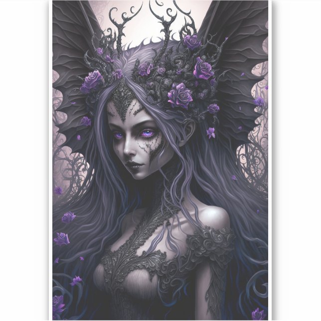 Goth Fairy Dark Fantasy Art Sticker (Front)