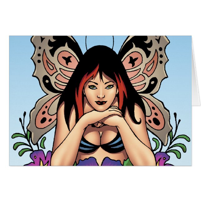 Goth Fairy with Flowers, Butterfly Wings by Al Rio (Front Horizontal)