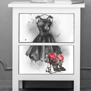 Goth Fashion   Black Dress and High Heels Abstract Tissue Paper
