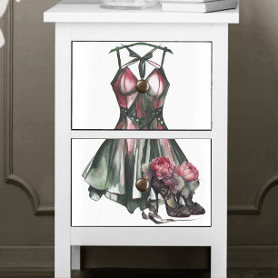 Goth Fashion   Green and Pink Dress with Stilettos Tissue Paper