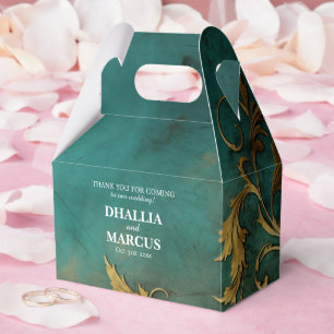 Goth Floral Teal And Gold Favour Box