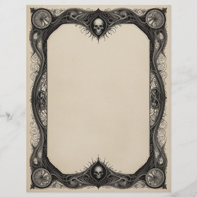 Goth Frame with Skulls Custom Letterhead (Front)
