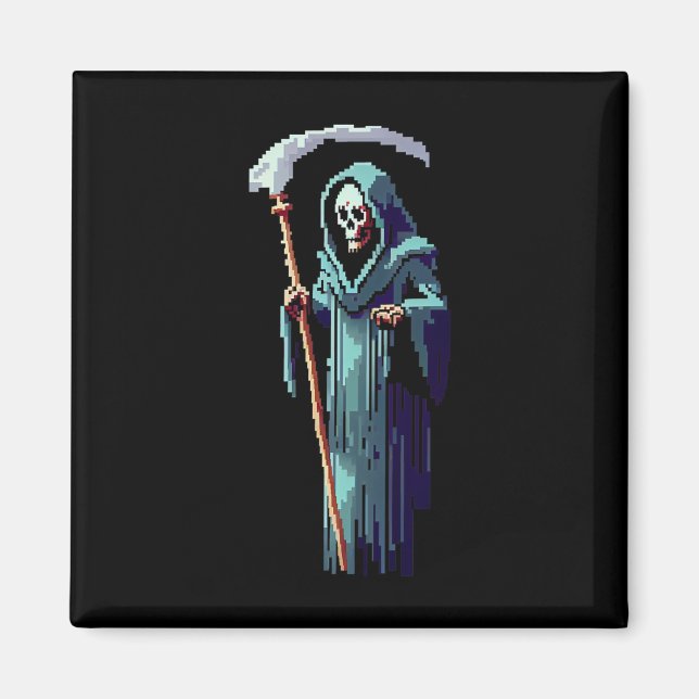 Goth Gamer 8 Bit Pixel Art Video Game Grim Reaper  Magnet (Front)
