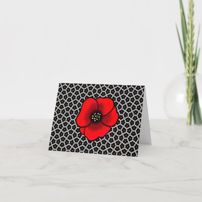 Goth Garden Poppy Blank Note Card (Front)
