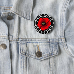 Goth Garden Poppy Floral 6 Cm Round Badge