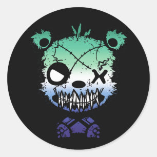 Goth Gay MLM Pride Flag Coloured Bear Classic Round Sticker