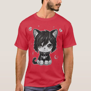 Goth Girl Emo Gothic Cat Punk Dark Music Grunge Cu T-Shirt