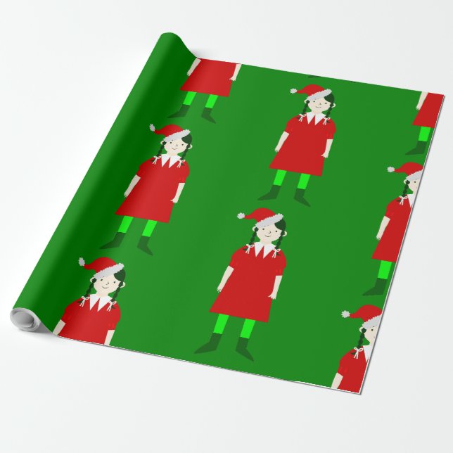 goth girl gothic christmas creepy wrapping paper (Unrolled)