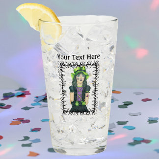 Goth Girl Green Eyes Hat Tattoo Barbed Stick Frame Glass