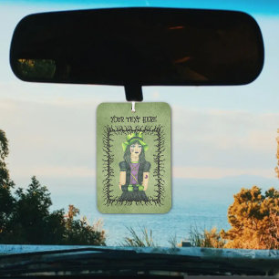 Goth Girl Green Hat Tattoes Barbed Branches Green Car Air Freshener