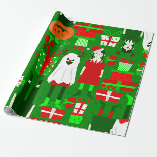 goth girl halloween christmas ghost  wrapping paper