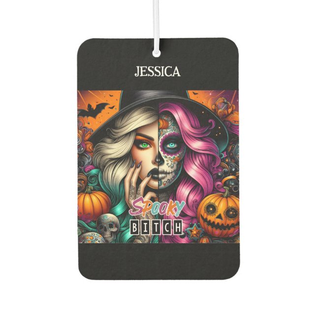 Goth Girl Personalised Name Halloween  Car Air Freshener (Front)