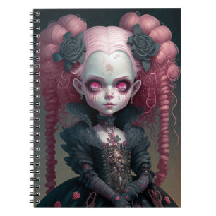Goth Girl Pink Black Creepy Cute Notebook