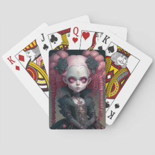 Goth Girl Pink Black Creepy Cute Playing Cards